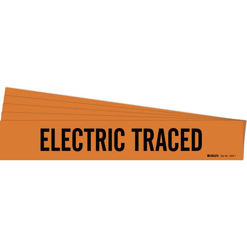 ELECTRIC TRACED Pipe Marker Style 1 Black on Orange 1 per Card, 5 PK