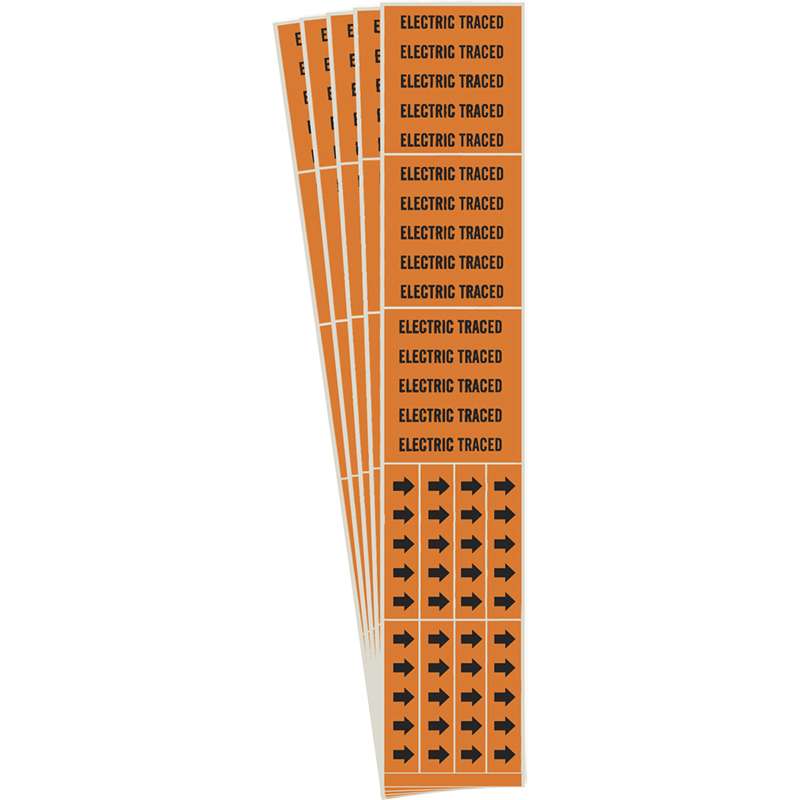 ELECTRIC TRACED Pipe Marker Style 3C Arrows Black on Orange 3 per Card, 5 PK