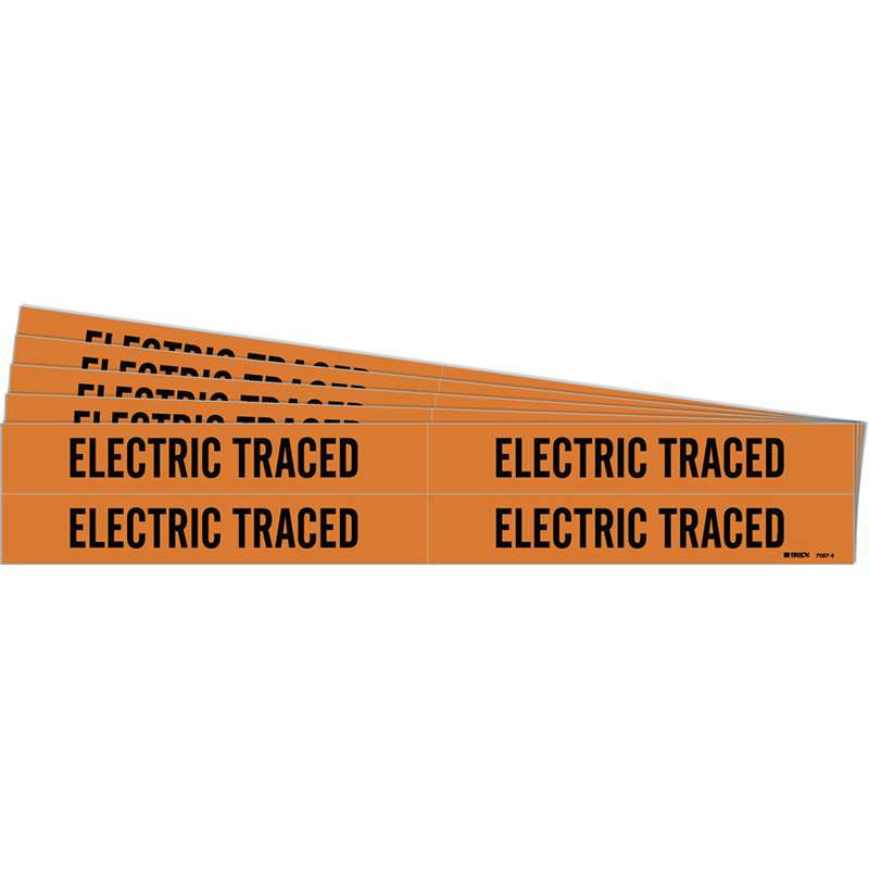 ELECTRIC TRACED Pipe Marker Style 4 Black on Orange 4 per Card, 5 PK