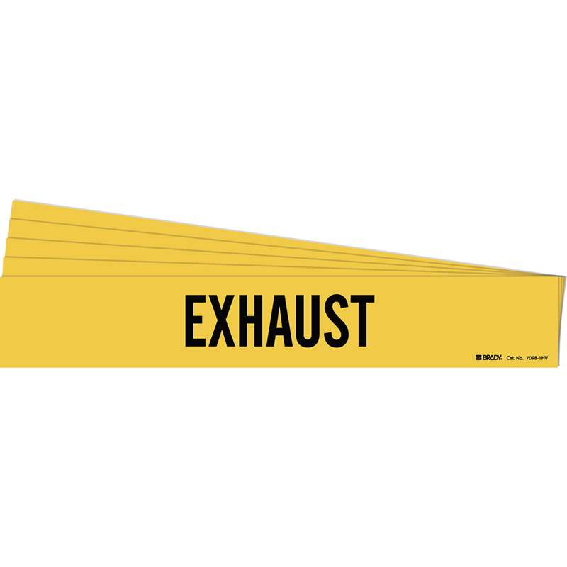 EXHAUST Pipe Marker Style 1HV Black on Yellow 1 per Card, 5 PK