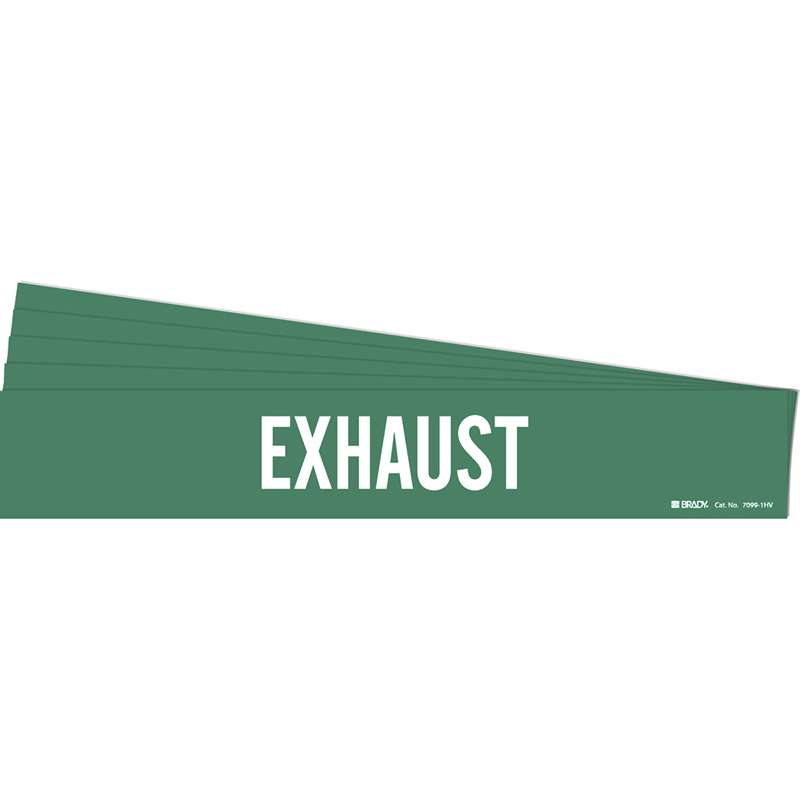 EXHAUST Pipe Marker Style 1HV White on Green 1 per Card, 5 PK