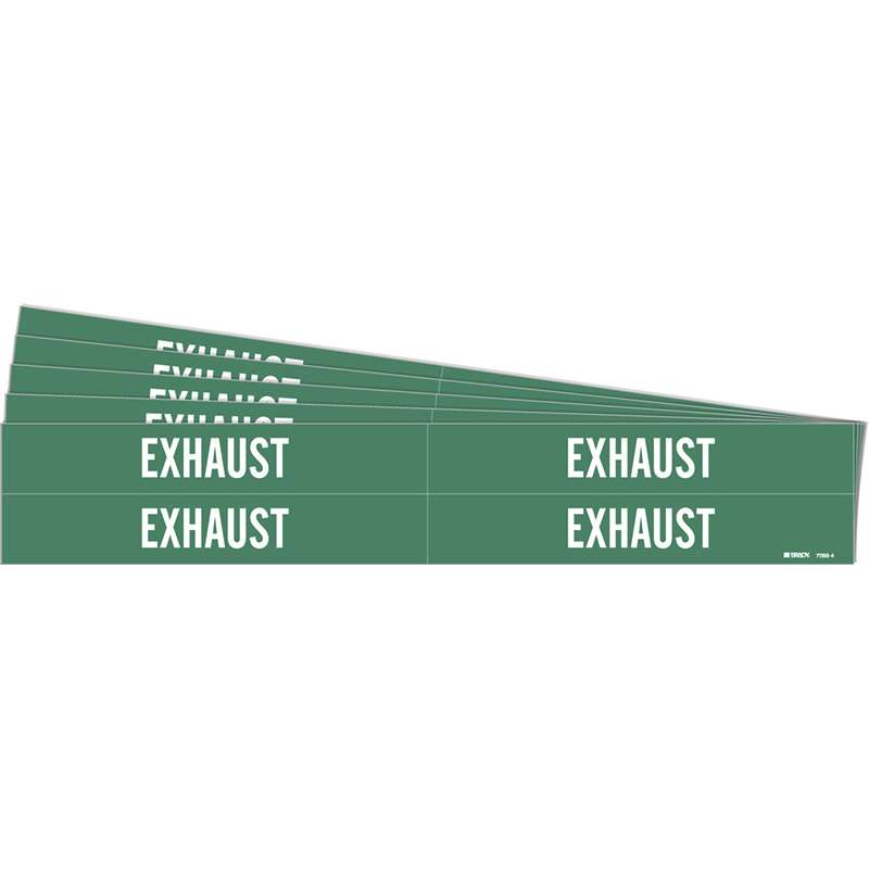 EXHAUST Pipe Marker Style 4 White on Green 4 per Card, 5 PK