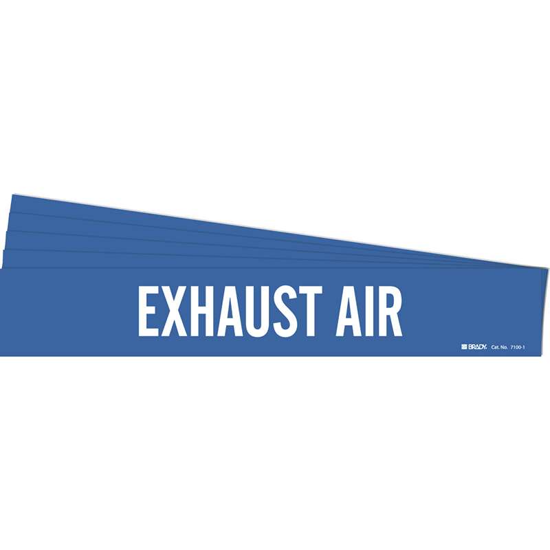 EXHAUST AIR Pipe Marker Style 1 White on Blue 1 per Card, 5 PK