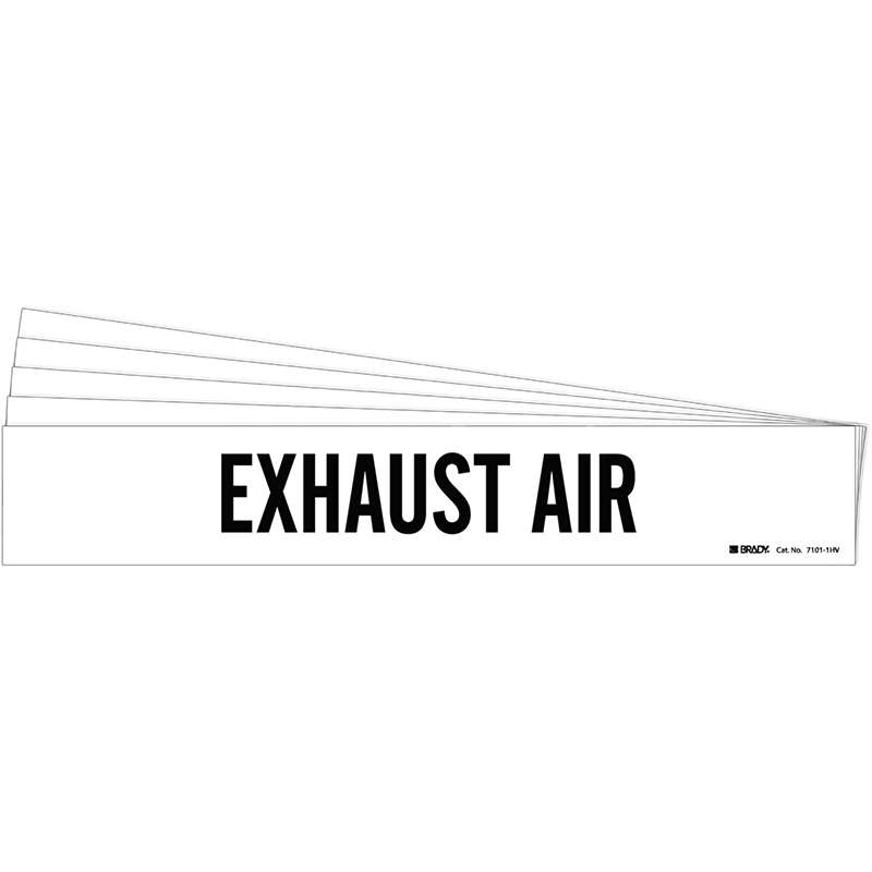 EXHAUST AIR Pipe Marker Style 1HV Black on White 1 per Card, 5 PK