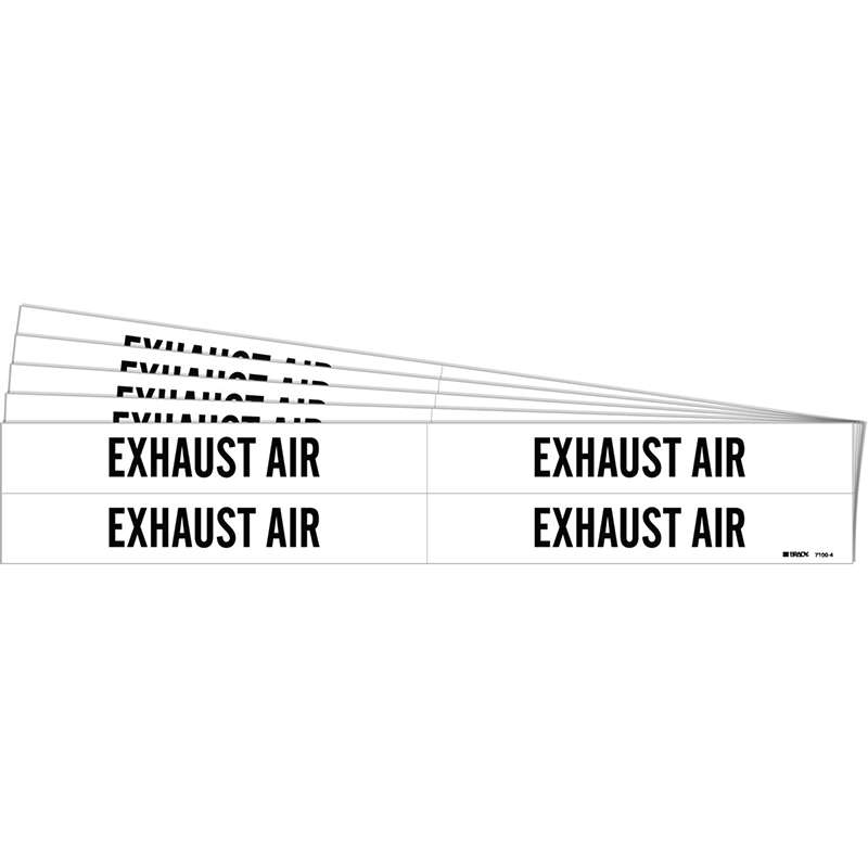 EXHAUST AIR Pipe Marker Style 4 Black on White 4 per Card, 5 PK