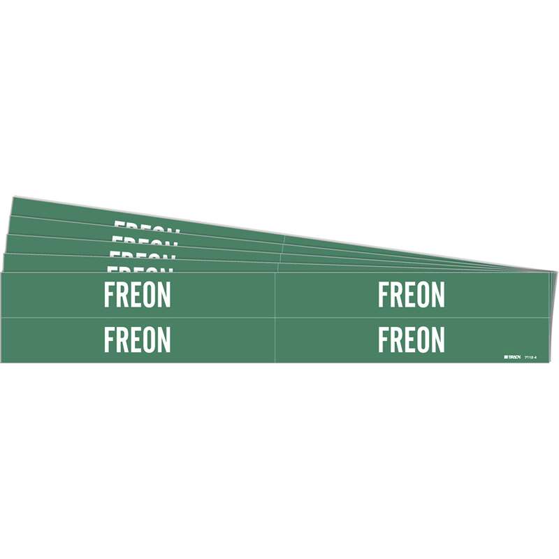FREON Pipe Marker Style 4 White on Green 4 per Card, 5 PK