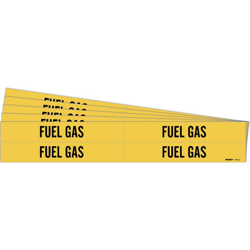 FUEL GAS Pipe Marker Style 4 Black on Yellow 4 per Card, 5 PK