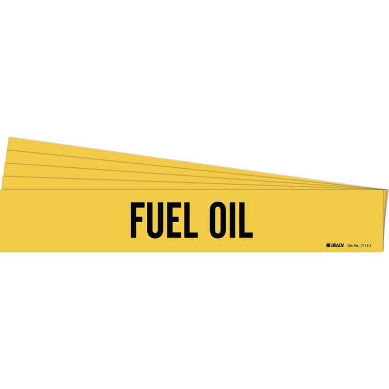 FUEL OIL Pipe Marker Style 1 Black on Yellow 1 per Card, 5 PK