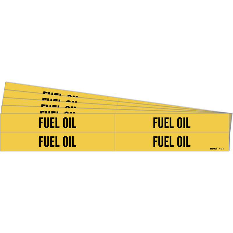 FUEL OIL Pipe Marker Style 4 Black on Yellow 4 per Card, 5 PK