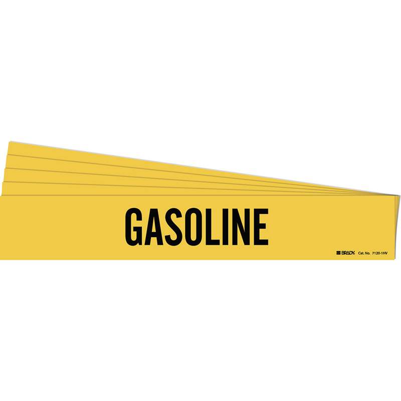 GASOLINE Pipe Marker Style 1HV Black on Yellow 1 per Card, 5 PK