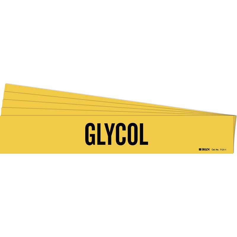 GLYCOL Pipe Marker Style 1 Black on Yellow 1 per Card, 5 PK