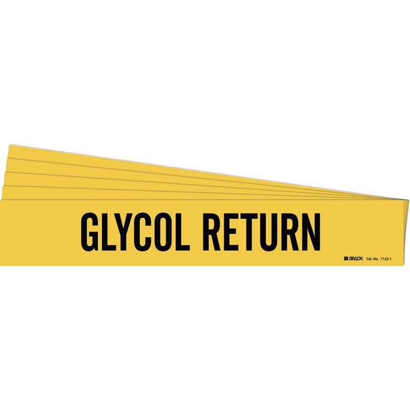 GLYCOL RETURN Pipe Marker Style 1 Vinyl Black on Yellow 1 per Card, 5 PK