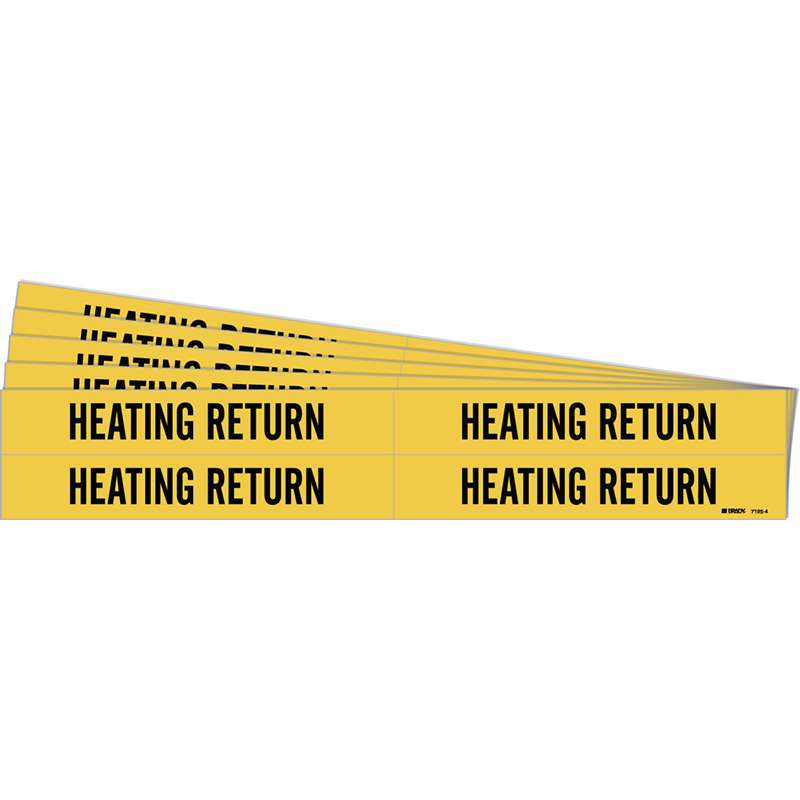 HEATING RETURN Pipe Marker Style 4 Black on Yellow 4 per Card, 5 PK