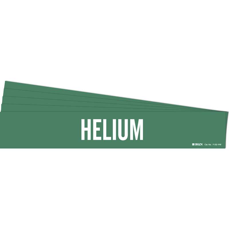 HELIUM Pipe Marker Style 1HV White on Green 1 per Card, 5 PK