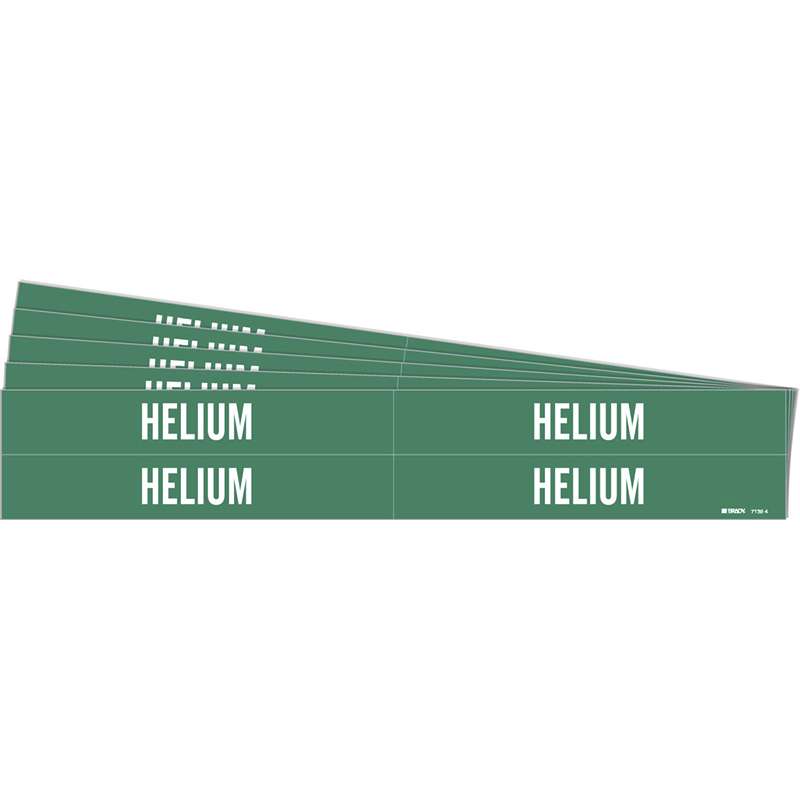 HELIUM Pipe Marker Style 4 White on Green 4 per Card, 5 PK
