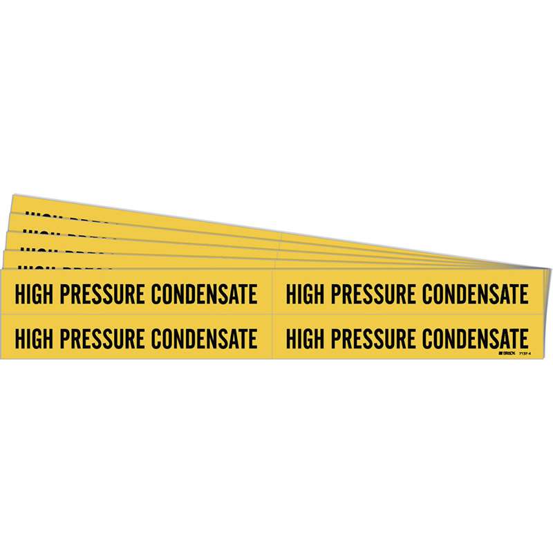 HIGH PRESSURE CONDENSATE Pipe Marker Style 4 Black on Yellow 4 per Card, 5 PK