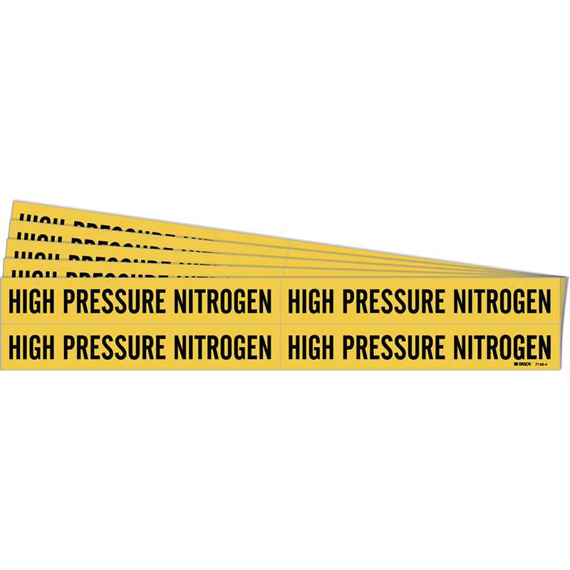 HIGH PRESSURE NITROGEN Pipe Marker Style 4 Black on Yellow 4 per Card, 5 PK