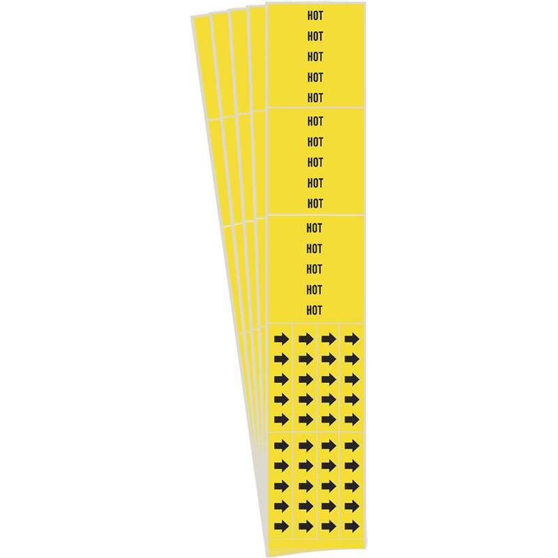 HOT Pipe Marker Style 3C with Arrows Black on Yellow 3 per Card, 5 PK