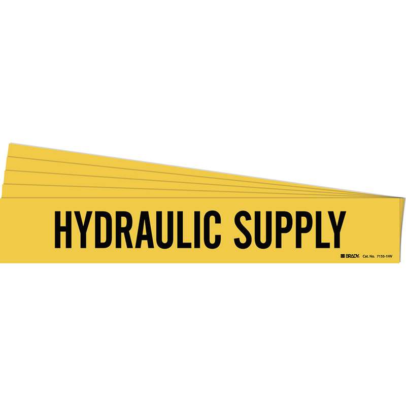 HYDRAULIC SUPPLY Pipe Marker Style 1HV Black on Yellow 1 per Card, 5 PK