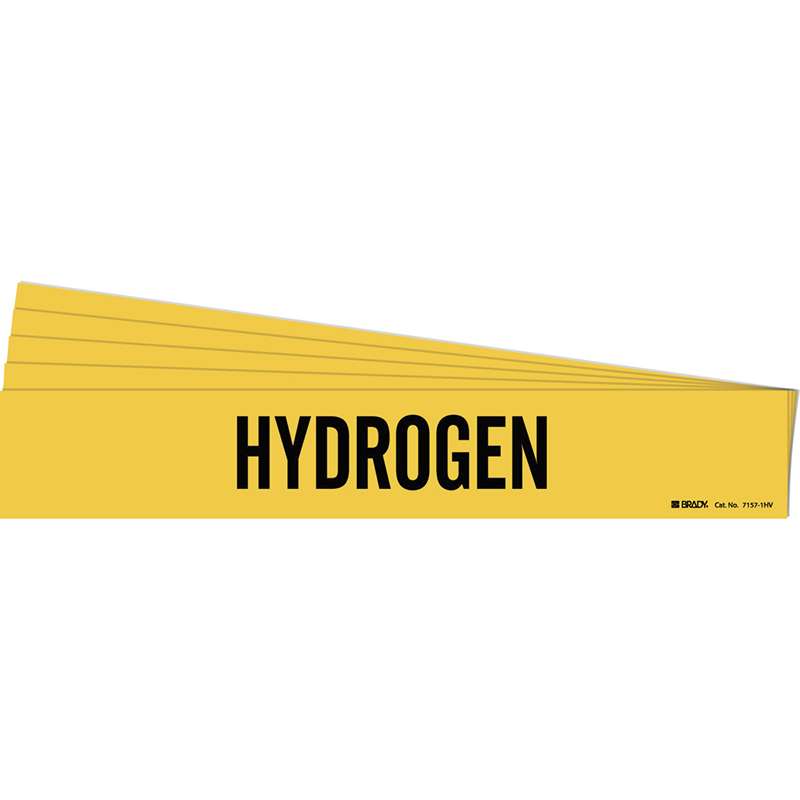 HYDROGEN Pipe Marker Style 1HV Black on Yellow 1 per Card, 5 PK