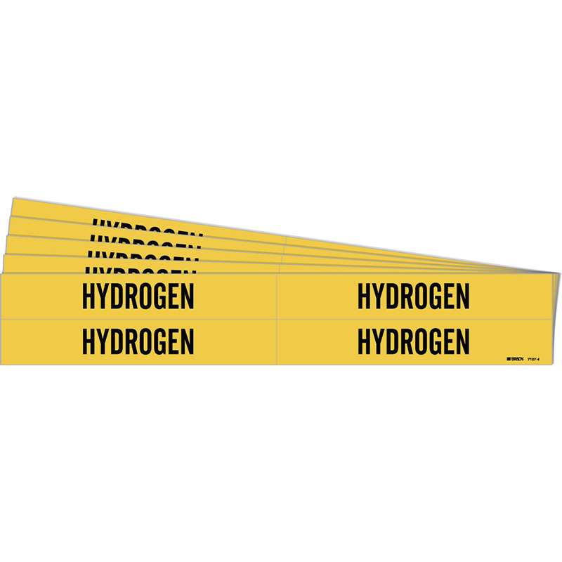 HYDROGEN Pipe Marker Style 4 Black on Yellow 4 per Card, 5 PK