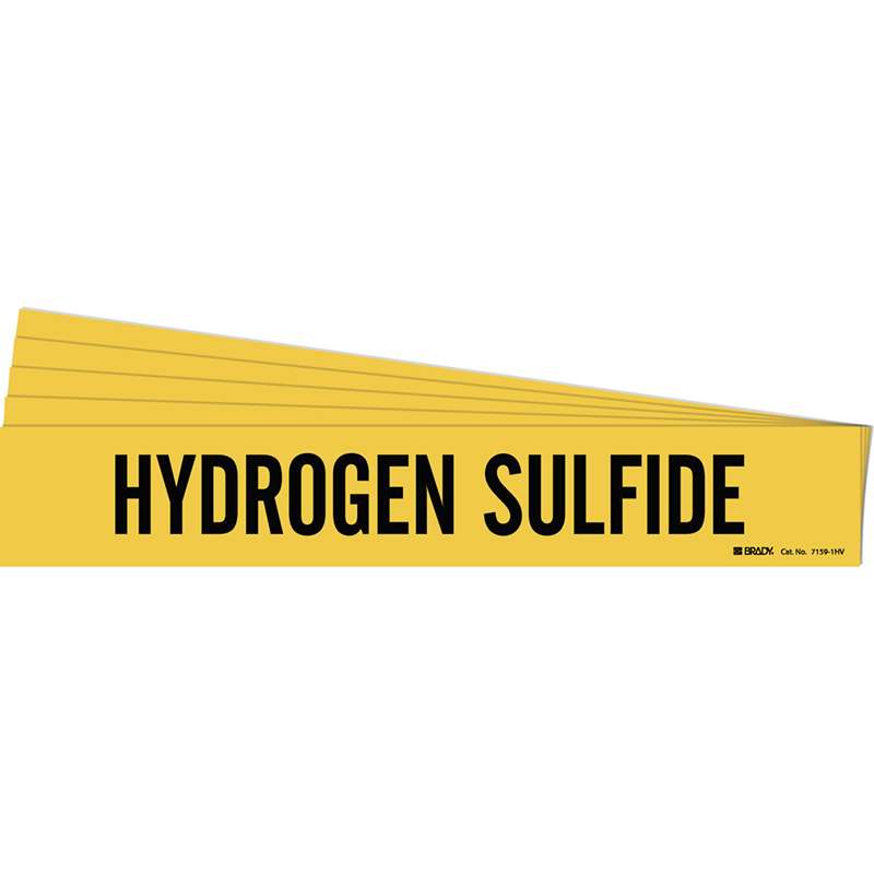 HYDROGEN SULFIDE Pipe Marker Style 1HV Black on Yellow 1 per Card, 5 PK