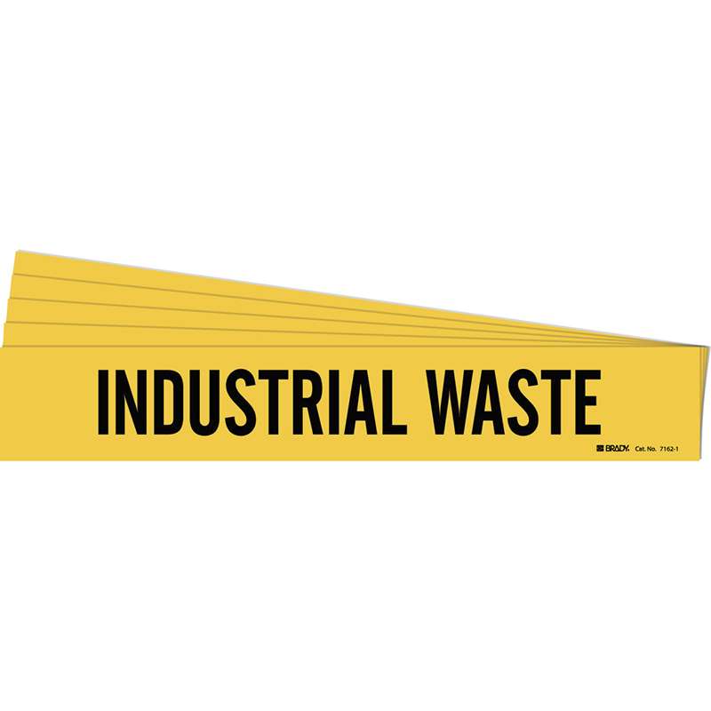 INDUSTRIAL WASTE Pipe Marker Style 1 Black on Yellow 1 per Card, 5 PK