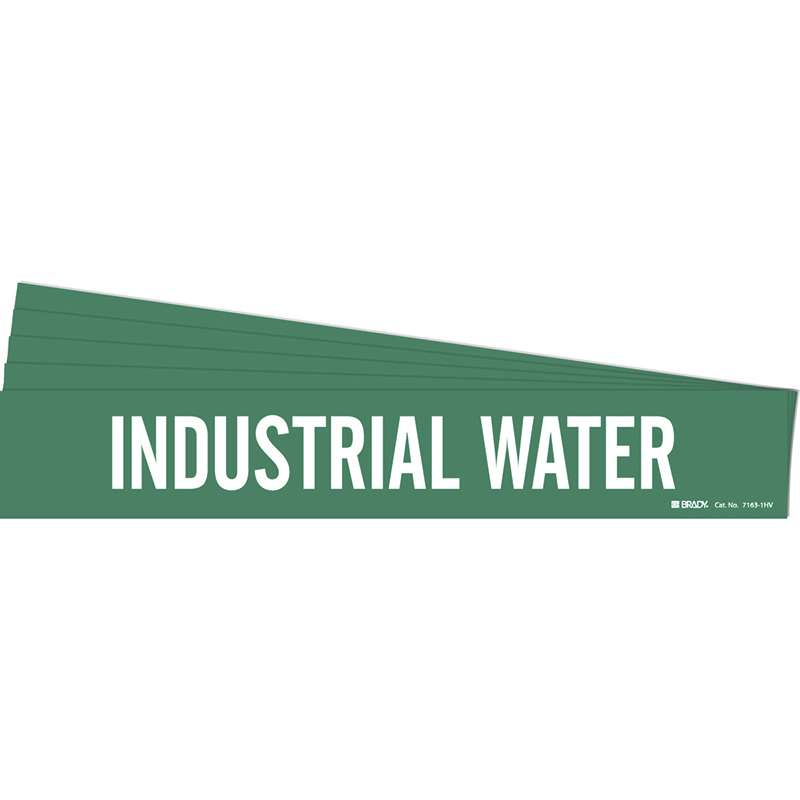 INDUSTRIAL WATER Pipe Marker Style 1HV White on Green 1 per Card, 5 PK