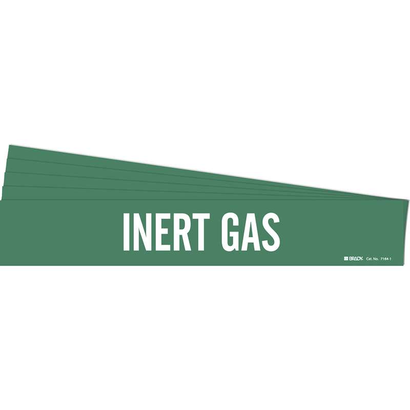 INERT GAS Pipe Marker Style 1 White on Green 1 per Card, 5 PK