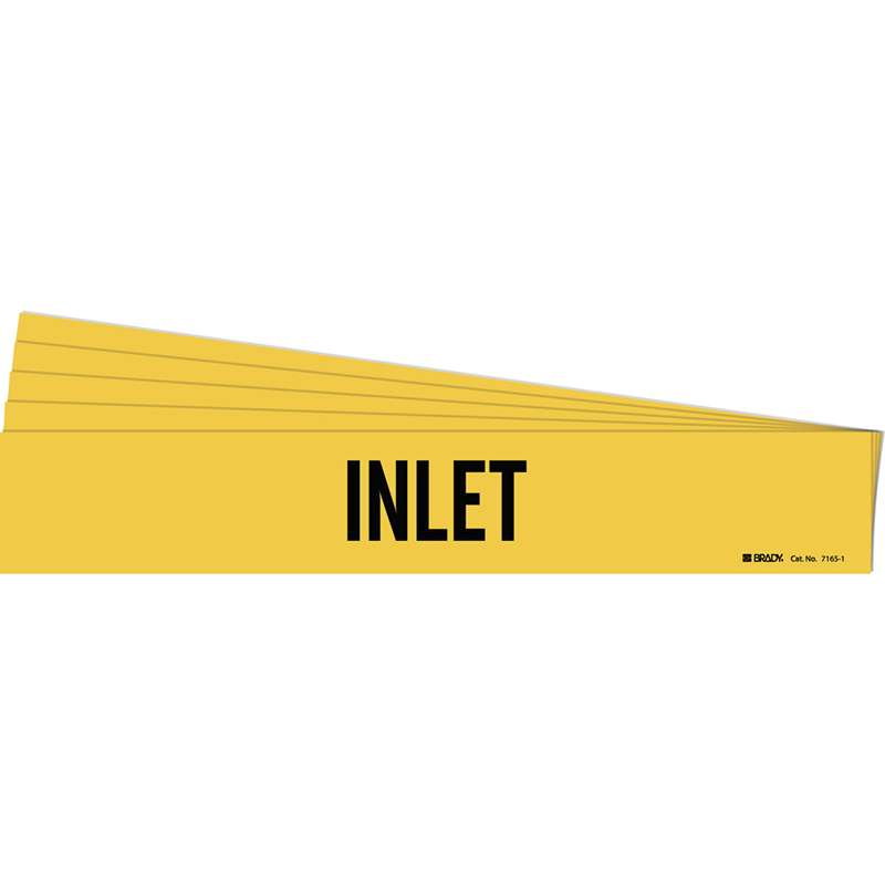INLET Pipe Marker Style 1 Black on Yellow 1 per Card, 5 PK