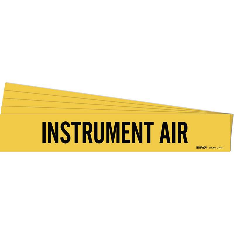 INSTRUMENT AIR Pipe Marker Style 1 Black on Yellow 1 per Card, 5 PK