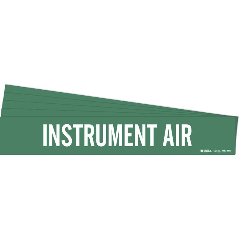 INSTRUMENT AIR Pipe Marker Style 1HV White on Green 1 per Card, 5 PK