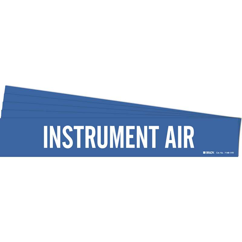 INSTRUMENT AIR Pipe Marker Style 1HV White on Blue 1 per Card, 5 PK