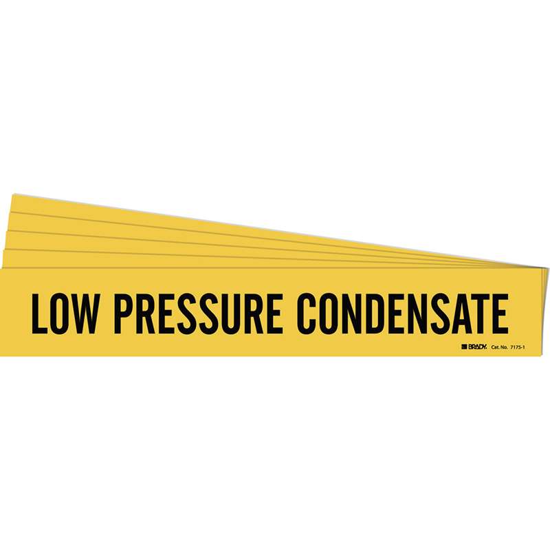 LOW PRESSURE CONDENSATE Pipe Marker Style 1 Black on Yellow 1 per Card, 5 PK