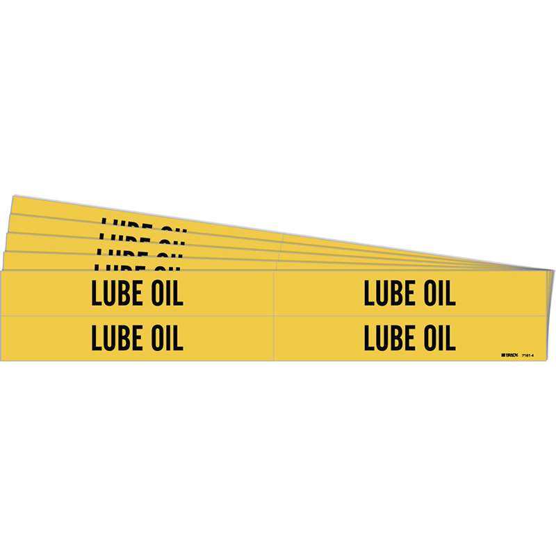 LUBE OIL Pipe Marker Style 4 Black on Yellow 4 per Card, 5 PK