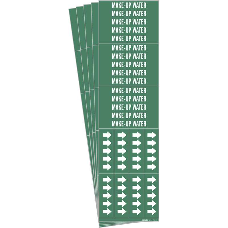 MAKE-UP WATER Pipe Marker Style 3C with Arrows White on Green 3 per Card, 5 PK