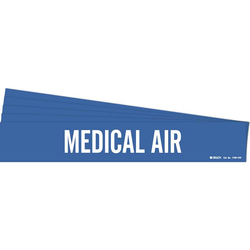 MEDICAL AIR Pipe Marker Style 1 White on Blue 1 per Card, 5 PK