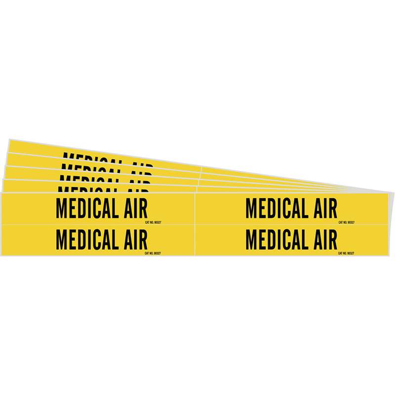 MEDICAL AIR Pipe Marker Style 4 Black on Yellow 4 per Card, 5 PK