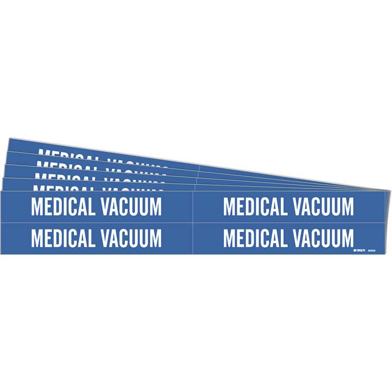 MEDICAL VACUUM Pipe Marker Style 4 White on Blue 4 per Card, 5 PK