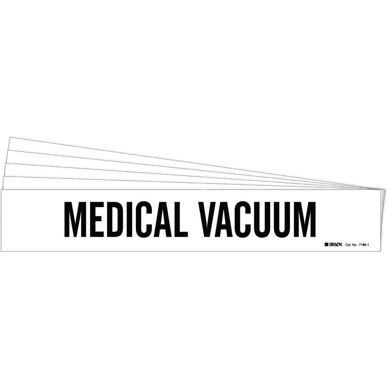 MEDICAL VACUUM Pipe Marker Style 1 Black on White 1 per Card, 5 PK