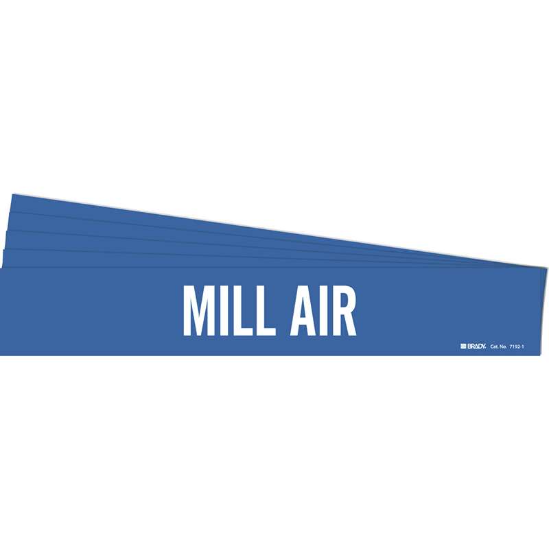 MILL AIR Pipe Marker Style 1 White on Blue 1 per Card, 5 PK
