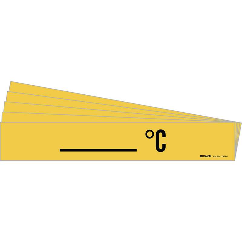 Degrees C Pipe Marker Style 1 Black on Yellow 1 per Card, 5 PK