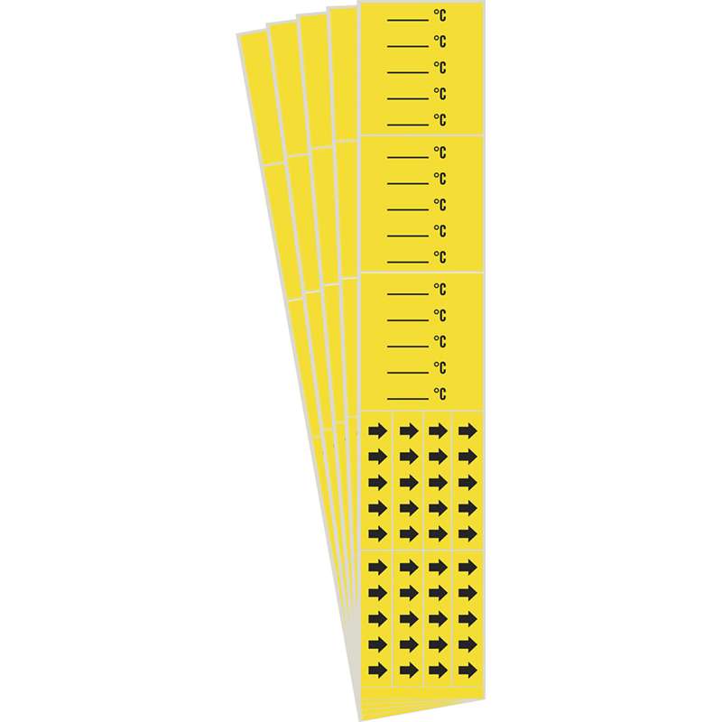 Degrees C Pipe Marker Style 3C with Arrows Black on Yellow 3 per Card, 5 PK