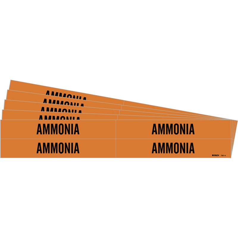 AMMONIA Pipe Marker Style 4 Black on Orange 4 per Card, 5 PK