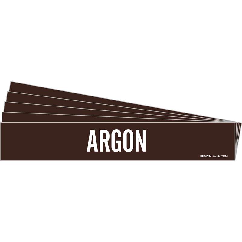 ARGON Pipe Marker Style 1 White on Brown 1 per Card, 5 PK
