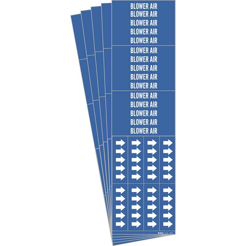 BLOWER AIR Pipe Marker Style 3C with Arrows White on Blue 3 per Card, 5 PK