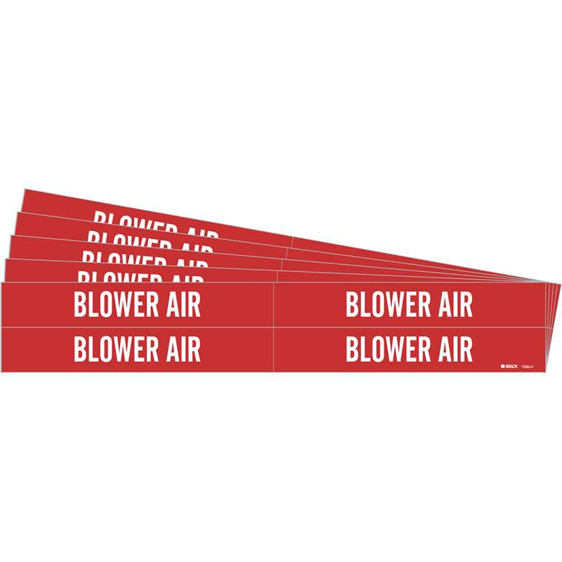 BLOWER AIR Pipe Marker Style 4 White on Red 4 per Card, 5 PK