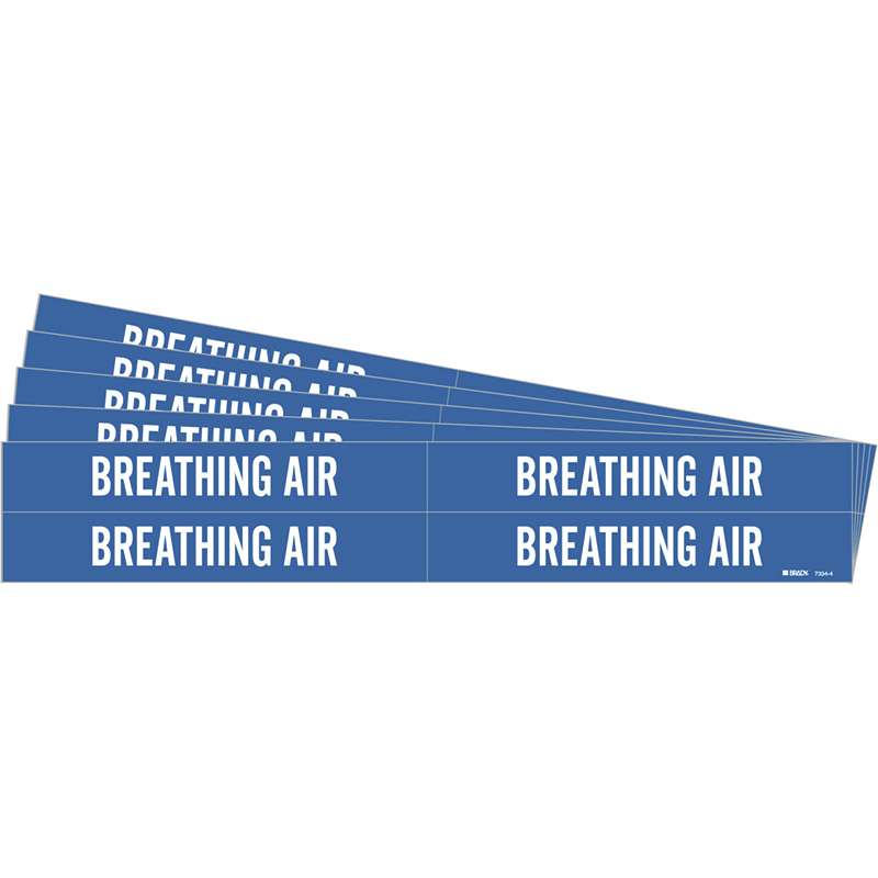 BREATHING AIR Pipe Marker Style 4 White on Blue 4 per Card, 5 PK