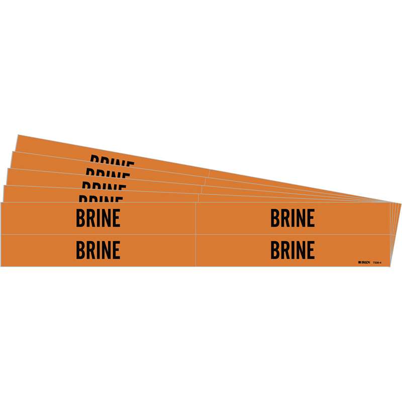 BRINE Pipe Marker Style 4 Black on Orange 4 per Card, 5 PK
