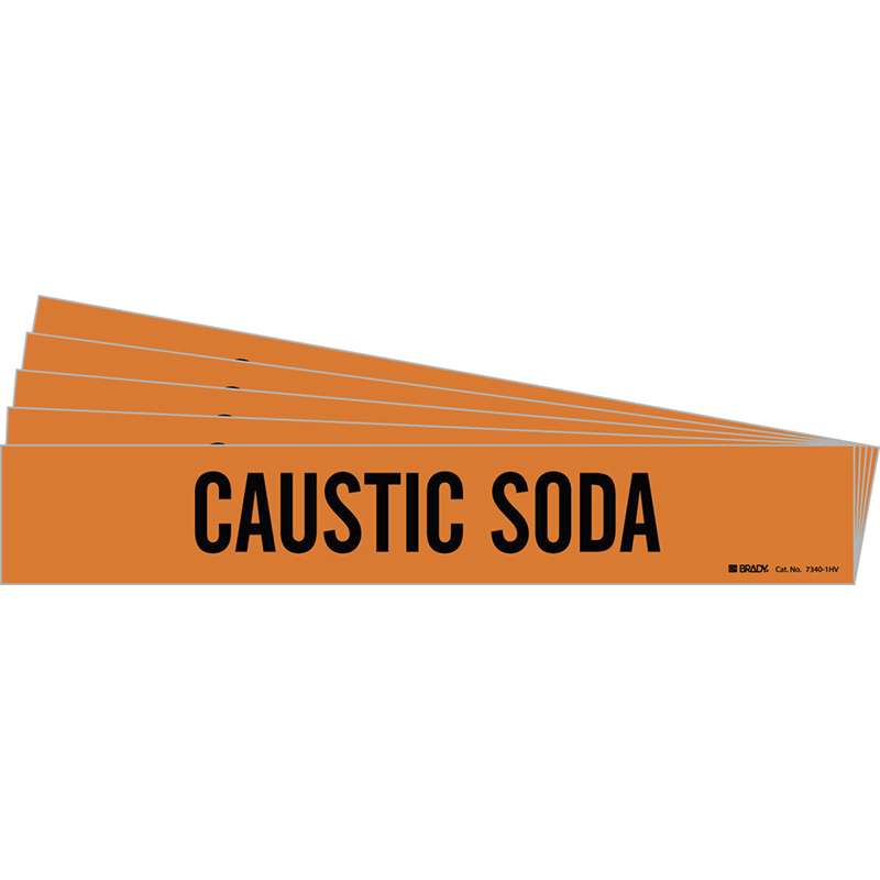 CAUSTIC SODA Pipe Marker Style 1HV Black on Orange 1 per Card, 5 PK